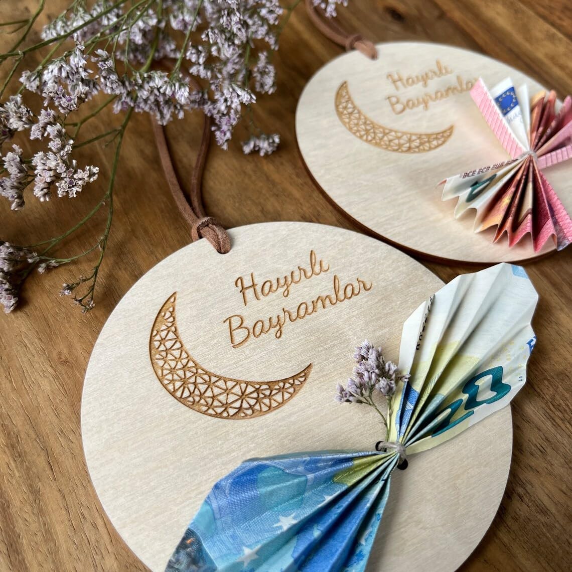 Haoser Unfinished Eid Mubarak Money Gift Cutouts|Ramadan Gift Item|Ramadan Décor & Eid Gift Item -Pack of 2 pc|Money Holders Eid Al-Adha Gifting Cards for Eid Ramadan Party Supplies