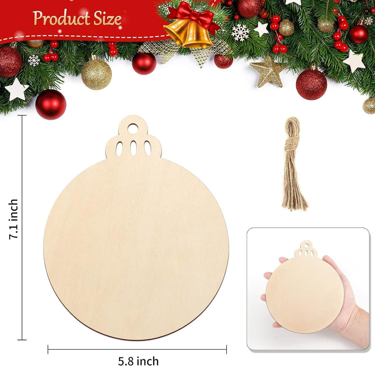 Curious Button 5 Pieces Unfinished Wooden 1Bell Style Hanging Ornament for DIY Home Decoration, MDF Cutouts, Perfect Wooden Cutouts for Home Decor, Charming Wooden Hanging Ornaments (7.1x5.8IN) - Haoser
