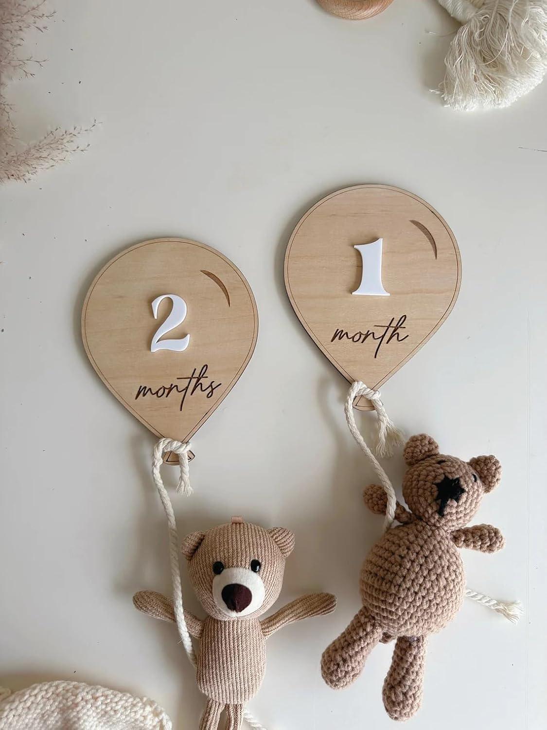 Haoser Air Balloon Wooden Baby Milestone