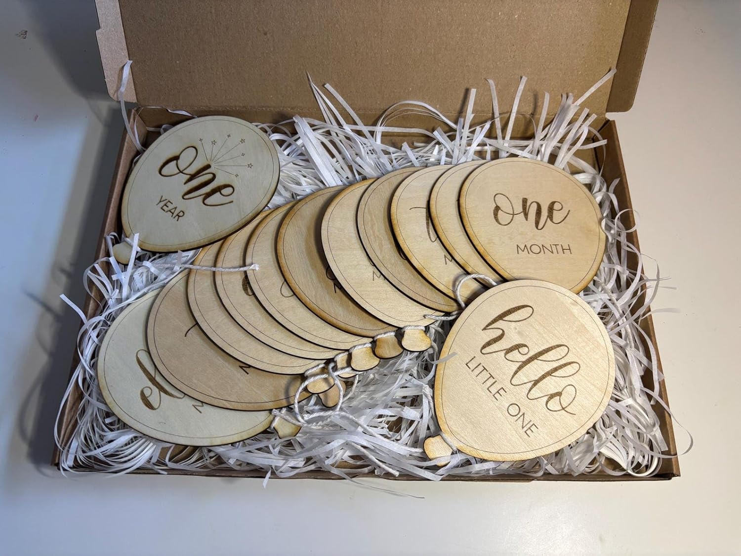 Wooden Baby Monthly Milestone Markers Balloon Shape | Newborn Photo Props