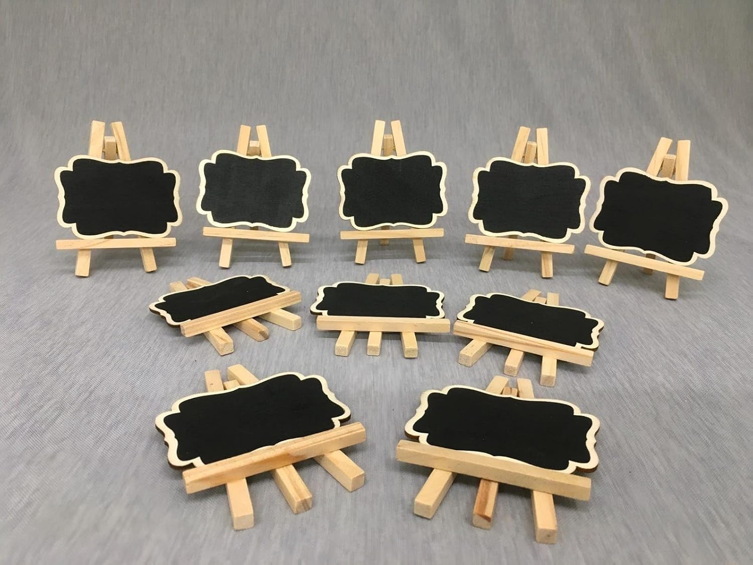 3 Pcs Mini Wooden Chalkboard Signs with Stand | Reusable Wave-Shaped Blackboard Labels for Food Display
