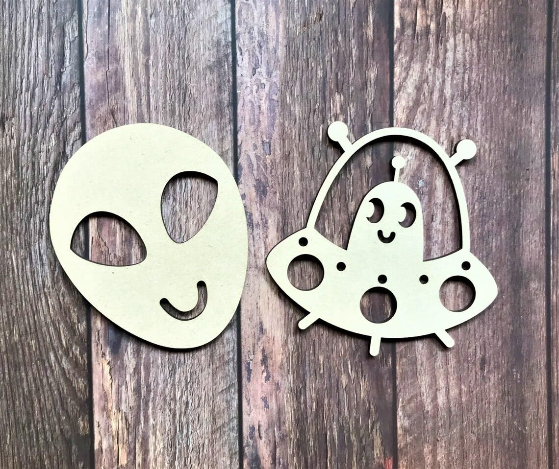 11 Pcs Wooden Space Planet Solar System Craft Shapes – Astronaut, Alien, Planets, Rocket, Meteorite (3.93 Inch)