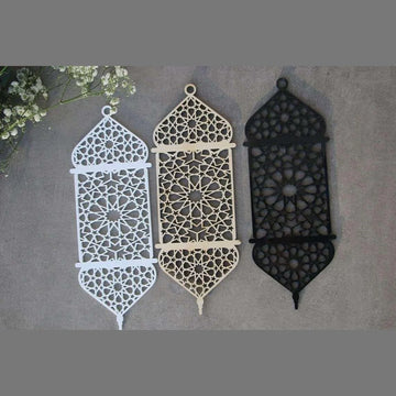 Haoser Ramadan Lanterns Unfinished Wooden Cutouts Ramadan Lamps Pack of 3 Ramadan Decors Ramadanwall Decors Ramadan Decor Mubarak Islamic Gift Islamic Wood Lanterns(11.8x4.5 in) - Haoser