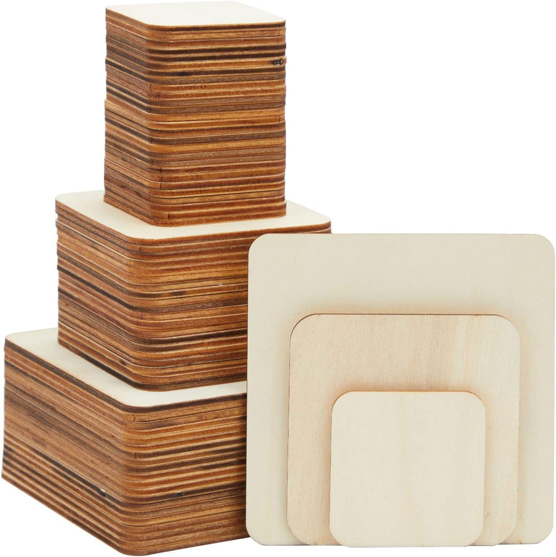 Haoser 30 Pack Unfinished Wood Squares for Crafts,Unfinished Squares MDF Cutouts for Art and Craft for Resin Art, Pyrography, Painting (2,3, 4 in Sizes) - Haoser