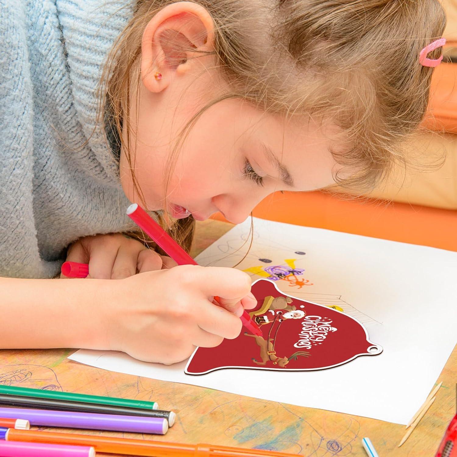 Curious Button 5 Pieces Unfinished Wooden 3Bell Style Hanging Ornament for DIY Home Decoration, MDF Cutouts, Perfect Wooden Cutouts for Home Decor, Charming Wooden Hanging Ornaments (6.1x5.7IN) - Haoser