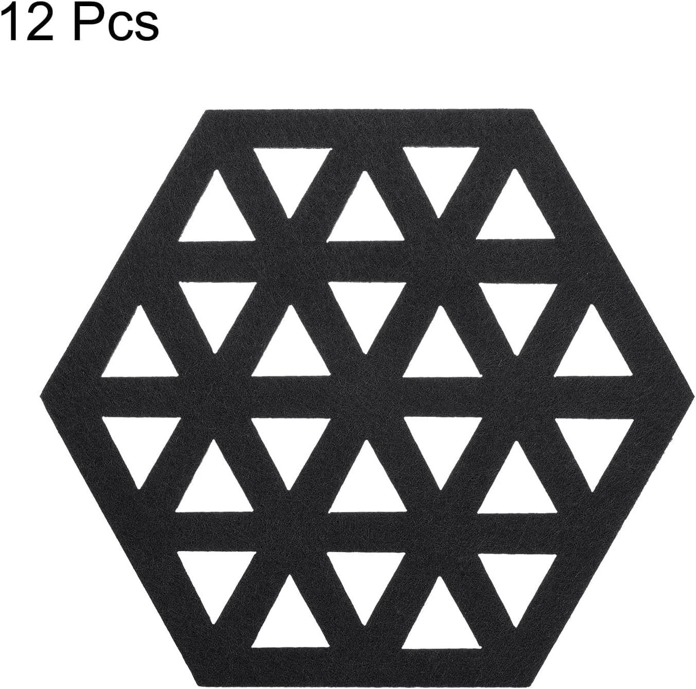 12 Pcs Black Hexagonal Drink Coasters – Vase, Reusable Thick Pads for Dining Table