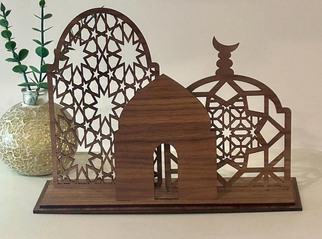 Wooden Mosque Design Table Decoration Set | Islamic Home Decor | Ramadan & Eid Decoration