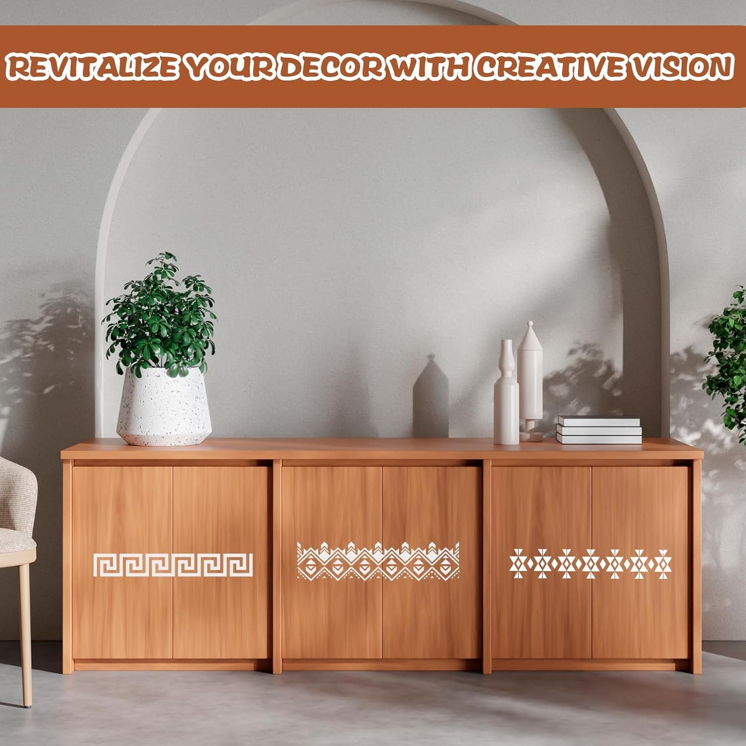 12 Pcs Boho Borders Pattern Stencil – Reusable Aztec Geometric Stencils for Painting