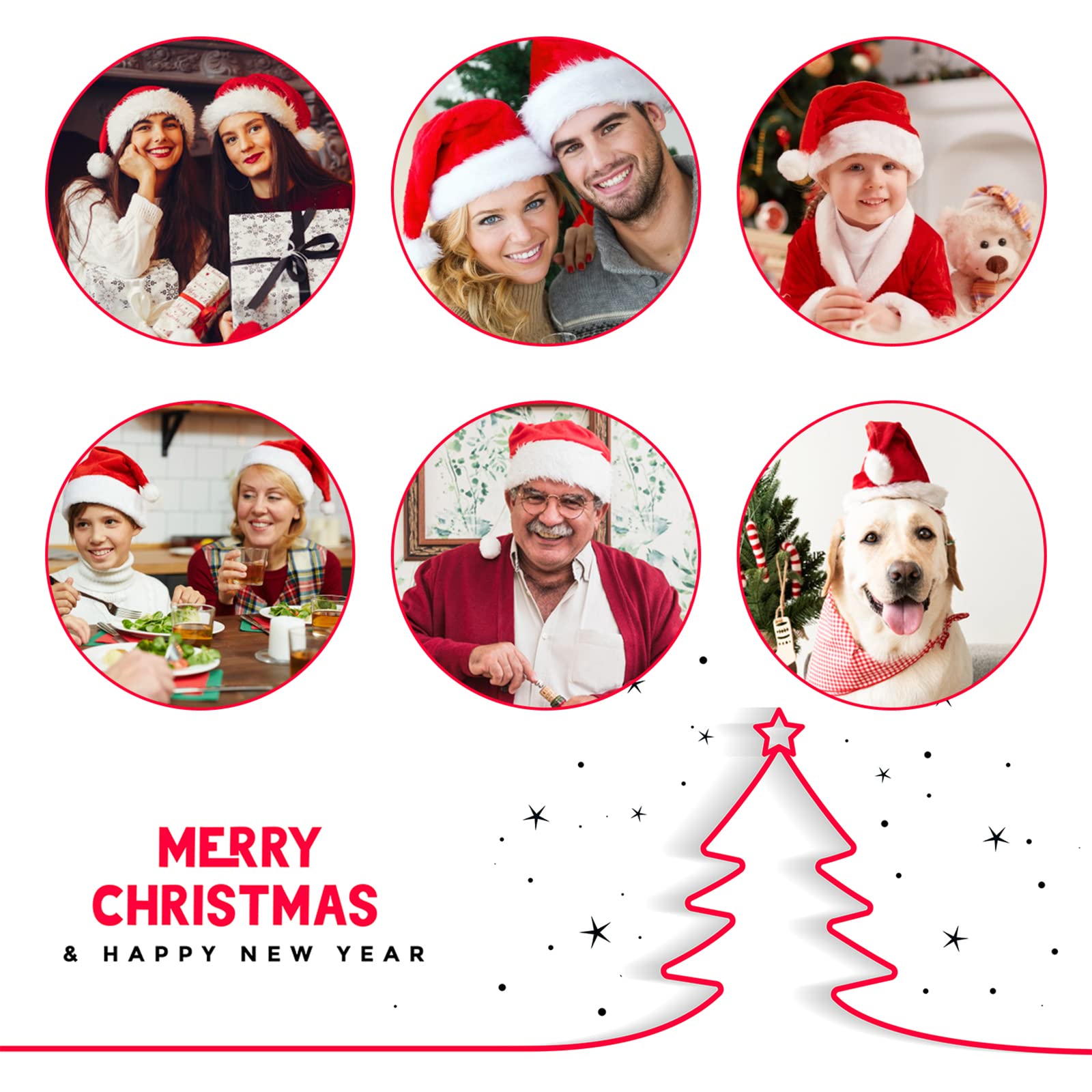 Haoser Christmas Hats Santa Hat Adult: Xmas Hat Holiday for Adults, Unisex Velvet Comfort Christmas Party Hat Thicken Classic Fur for Christmas Gifts New Year Festive Holiday Gifts for Men Wowen