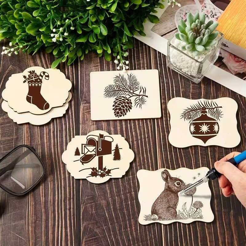 20 Pcs Wooden Cutouts for Crafts | Wooden Blanks for DIY Painting, Coasters, Home Decor, Decoration & Wood Carving | Wooden Cutouts for Crafts