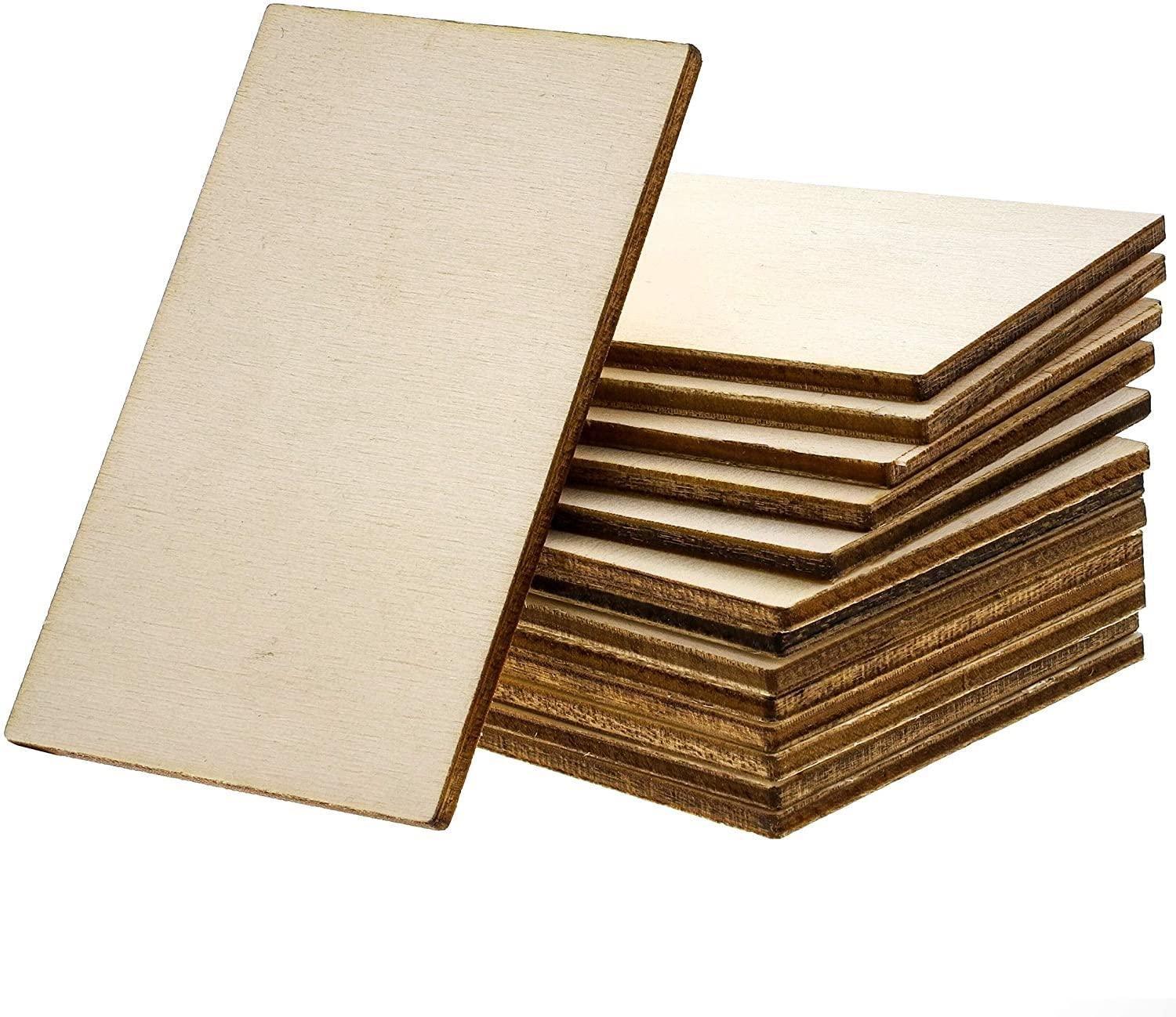 Haoser Unfinished Wood MDF Cutouts Rectangle-Shaped,MDF Boards for Art and Craft Projects, Hanging Decorations 6x3 in Pack of 30, Rectangle Craft - Haoser