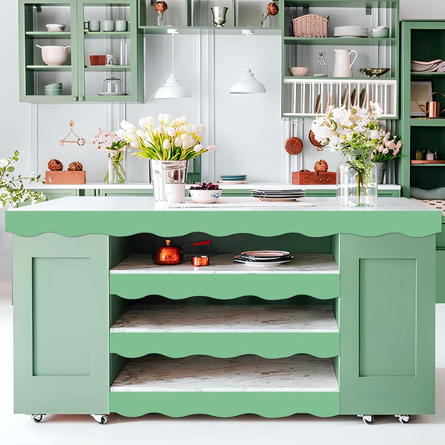 12 Pcs Unfinished Scalloped Decorative Wooden Trim | 15x1.57 Inch DIY Wooden Molding for Wall, Shelf, Cabinet, Window & Door Decoration