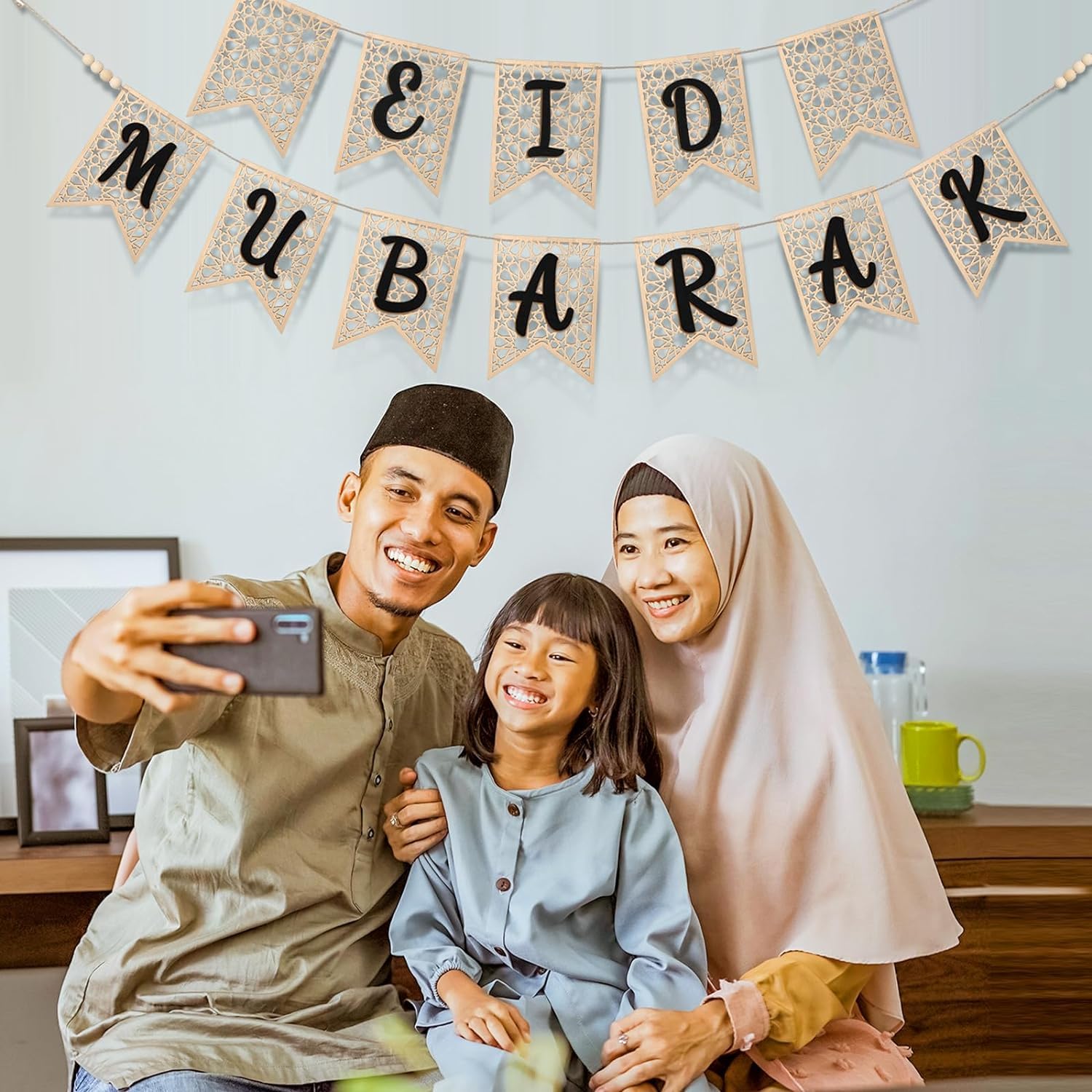 Haoser Ramadan Banner Set Wood Ramadan Decoration