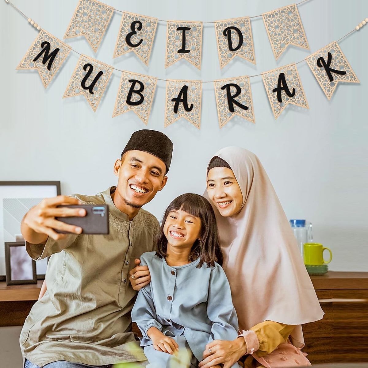 Haoser Ramadan Banner Set Wood Ramadan Decoration