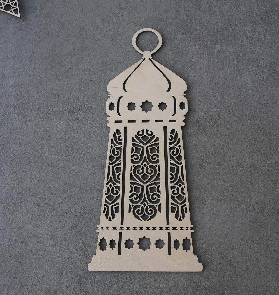 Curious Button Pack of 2 pcs Ramadan Mubarak Lantern Laser Cut Wood Ramadan lamp Ramadan Decor Ramadan Wall Decors Mubarak Ramadan Islamic Gift Islamic Wood Lantern