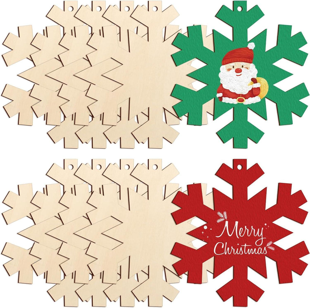 Curious Button 5 Pieces Unfinished Wooden Snowflakes Style Hanging Ornament for DIY Home Decoration, MDF Cutouts, Perfect Wooden Cutouts for Home Decor, Charming Wooden Hanging Ornaments (6.8x6.4IN) - Haoser