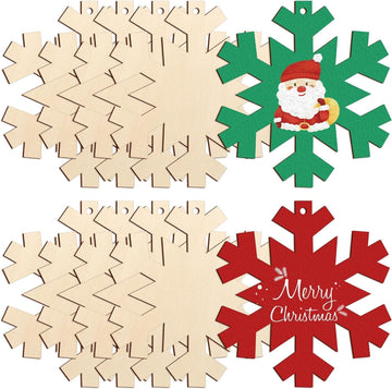 Curious Button 5 Pieces Unfinished Wooden Snowflakes Style Hanging Ornament for DIY Home Decoration, MDF Cutouts, Perfect Wooden Cutouts for Home Decor, Charming Wooden Hanging Ornaments (6.8x6.4IN) - Haoser