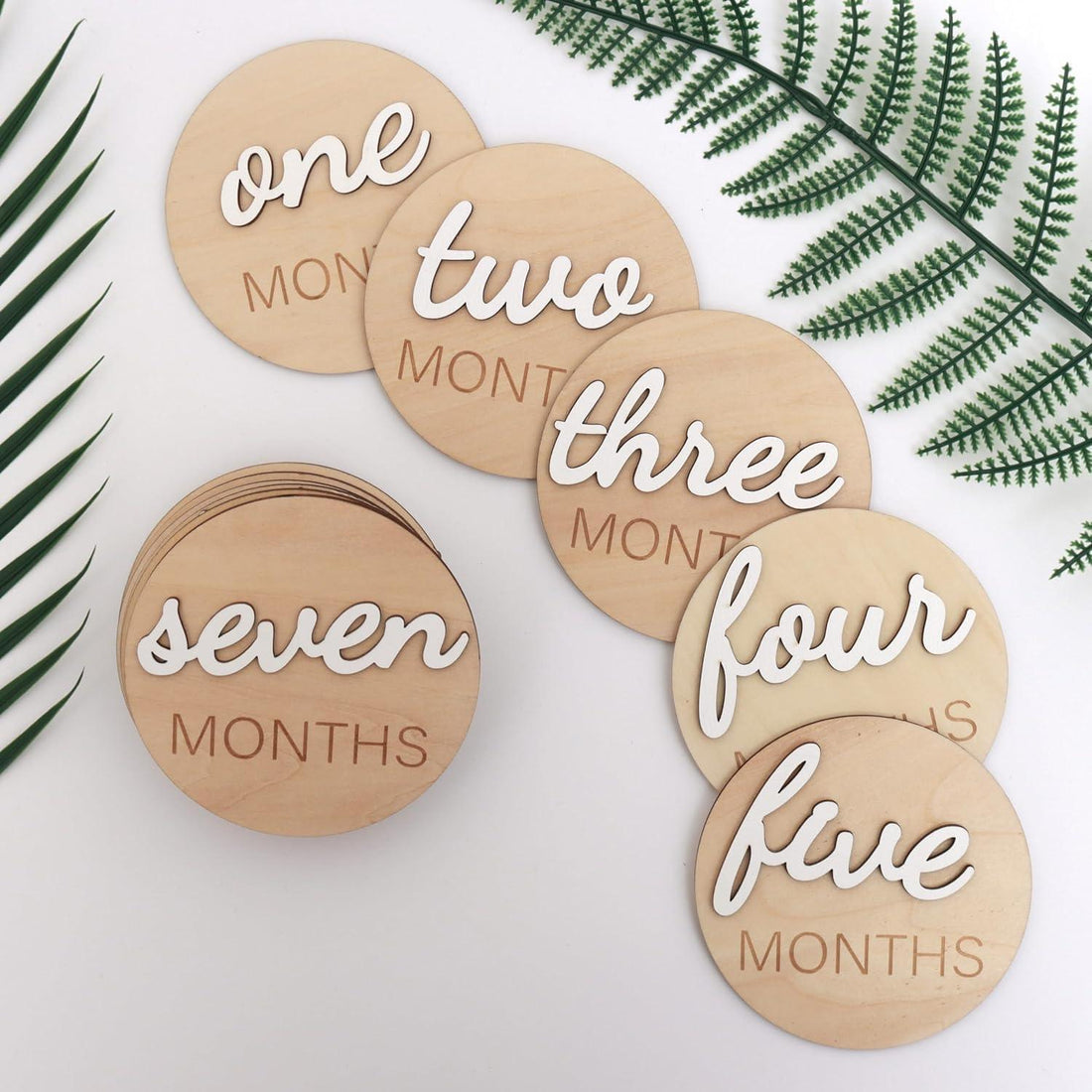Haoser 3D Wooden Monthly Milestone Cards, Baby Monthly Milestone Marker Cards, Newborn Memento Milestone to Document Baby's Growth, Pregnancy Journey Sign -incl Announcement & Hello World Sign.13 pc - Haoser