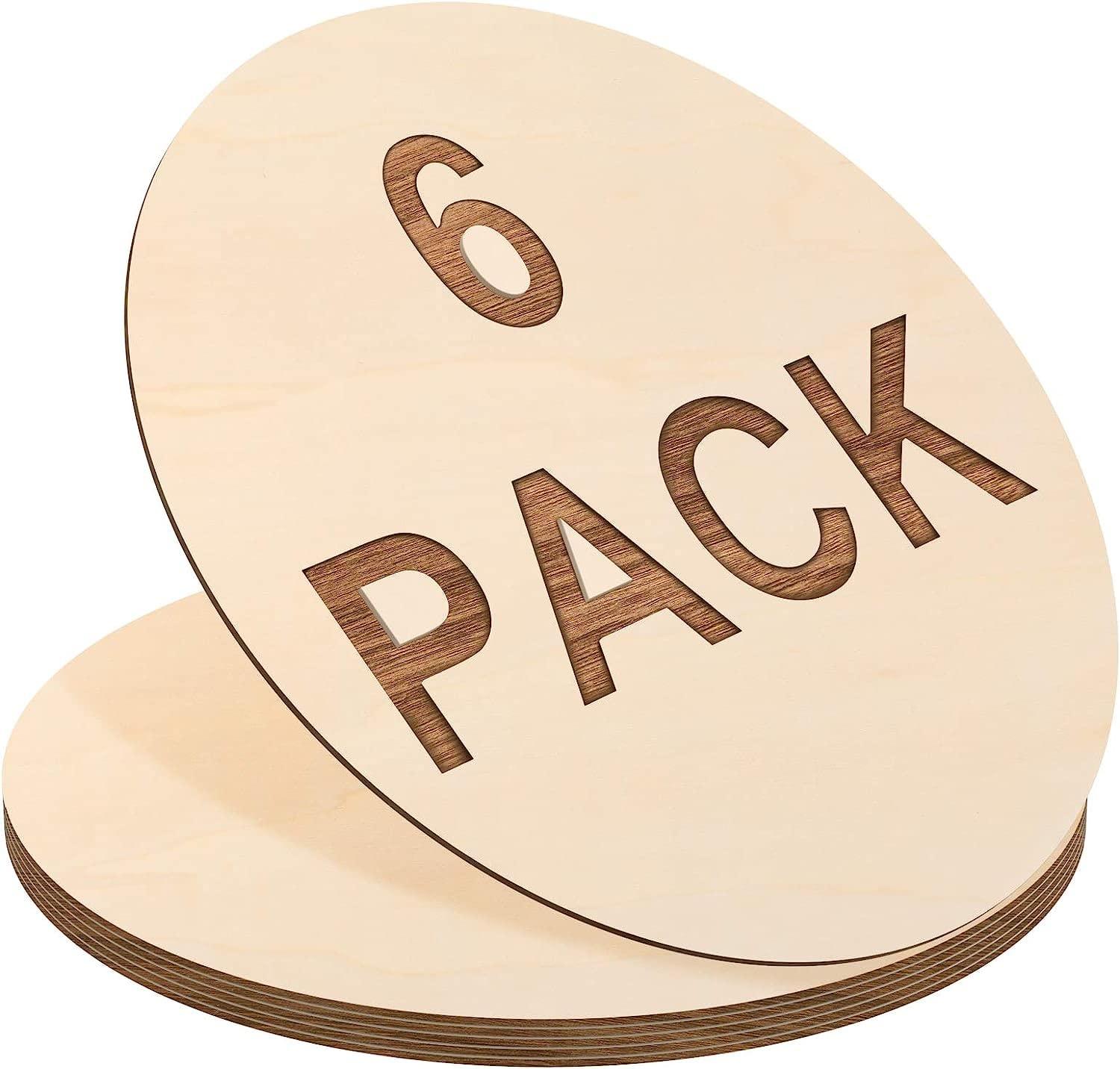 Haoser 6 Pieces Round Wood Circles Unfinished Wood Slices Cutout for Craft Door Hanger, Pyrography, and Painting (8 Inch) - Haoser