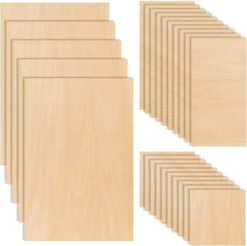 25 Pcs MDF Sheets, Basswood Sheets, Blank Wood Slices, Natural Wooden Rectangle for Wood Craft, Pyrography Kit