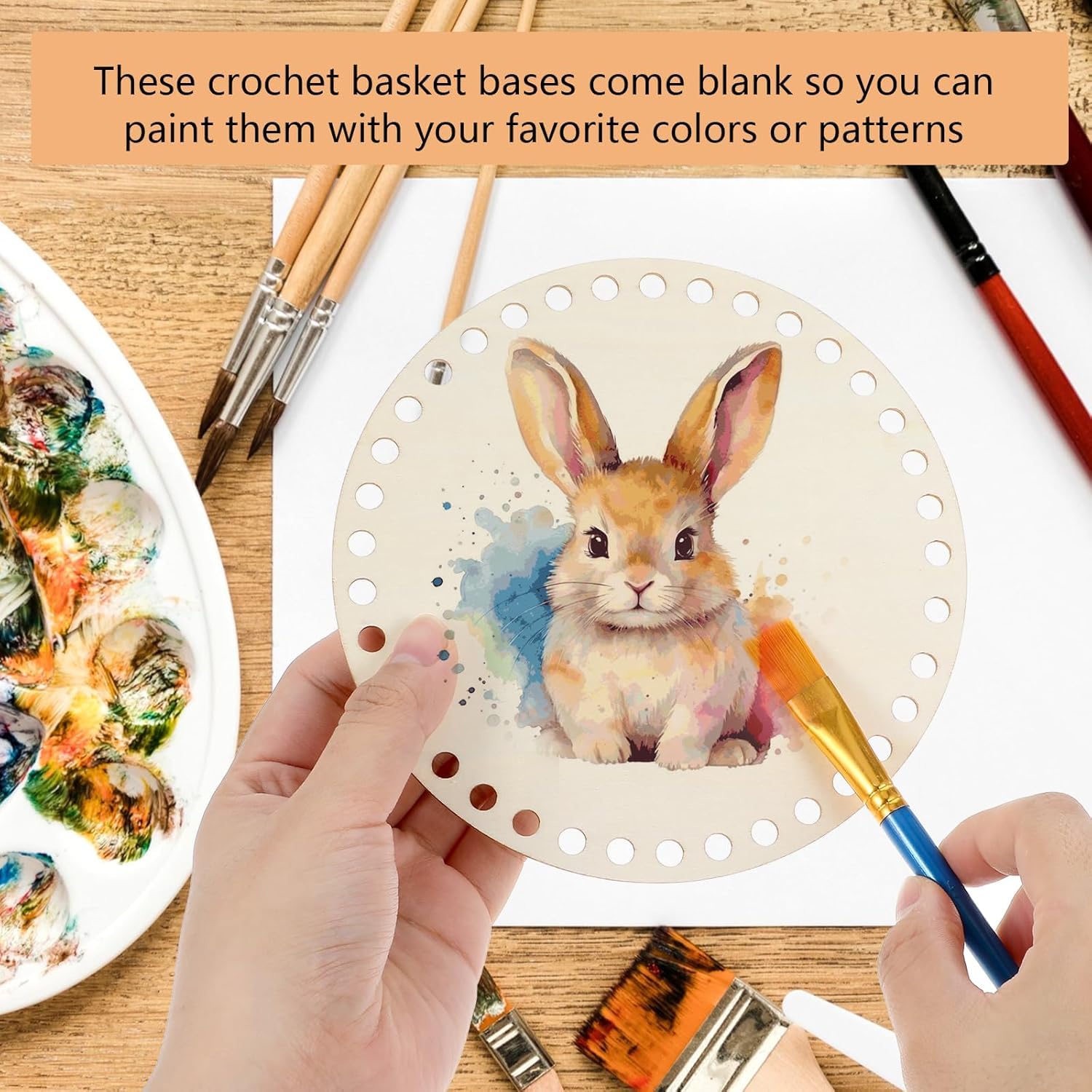 6 Pcs Wooden Crochet Basket Base – Round Weaving Basket Bottoms