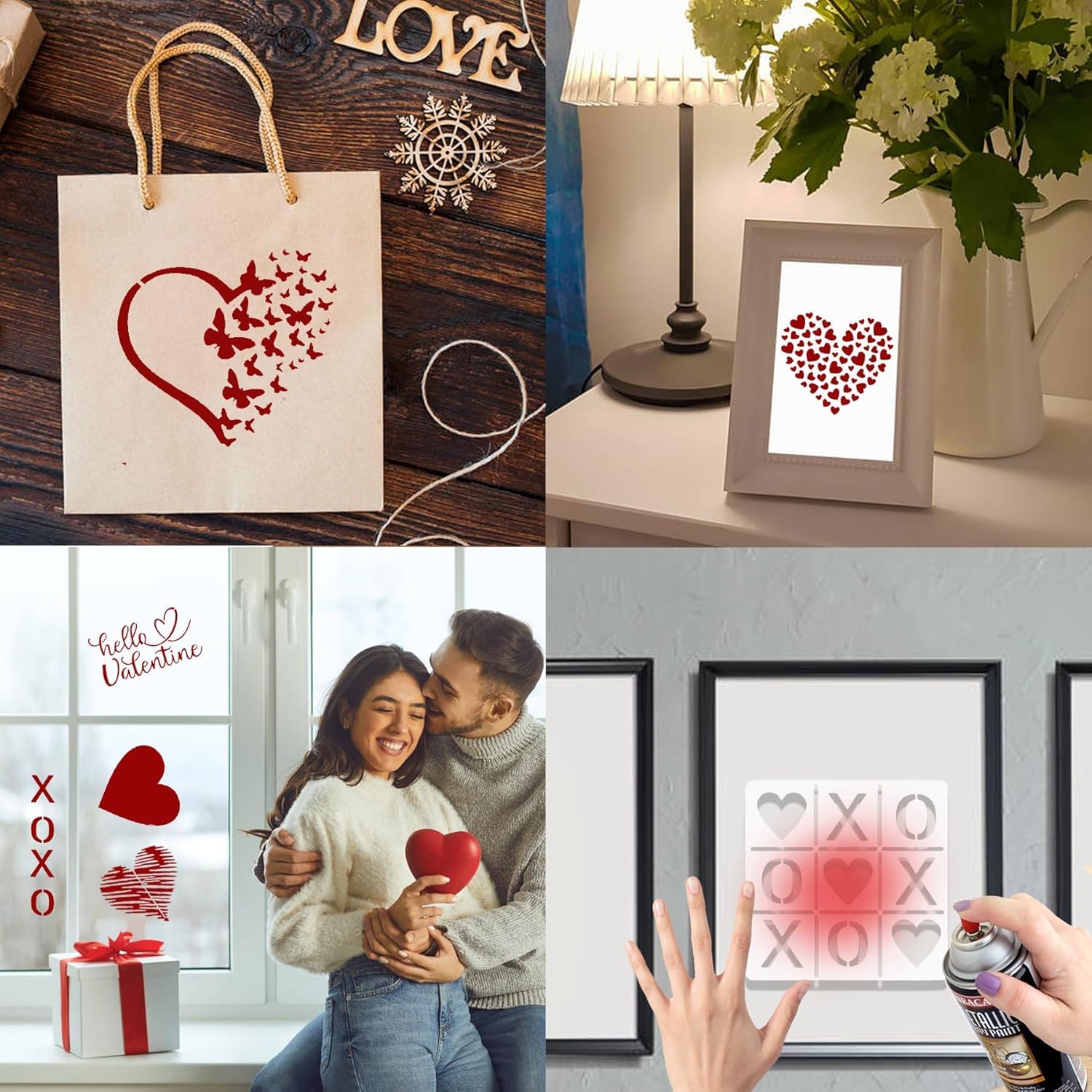 11 Pcs Heart Stencils for Painting – Reusable Plastic Heart Templates for Drawing on Wood, Crafts