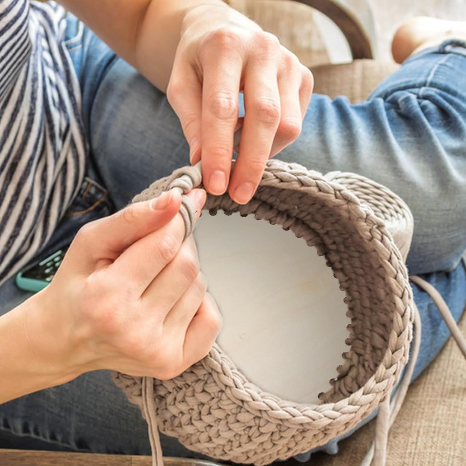 6 Pcs Wooden Crochet Basket Base – Round Weaving Basket Bottoms