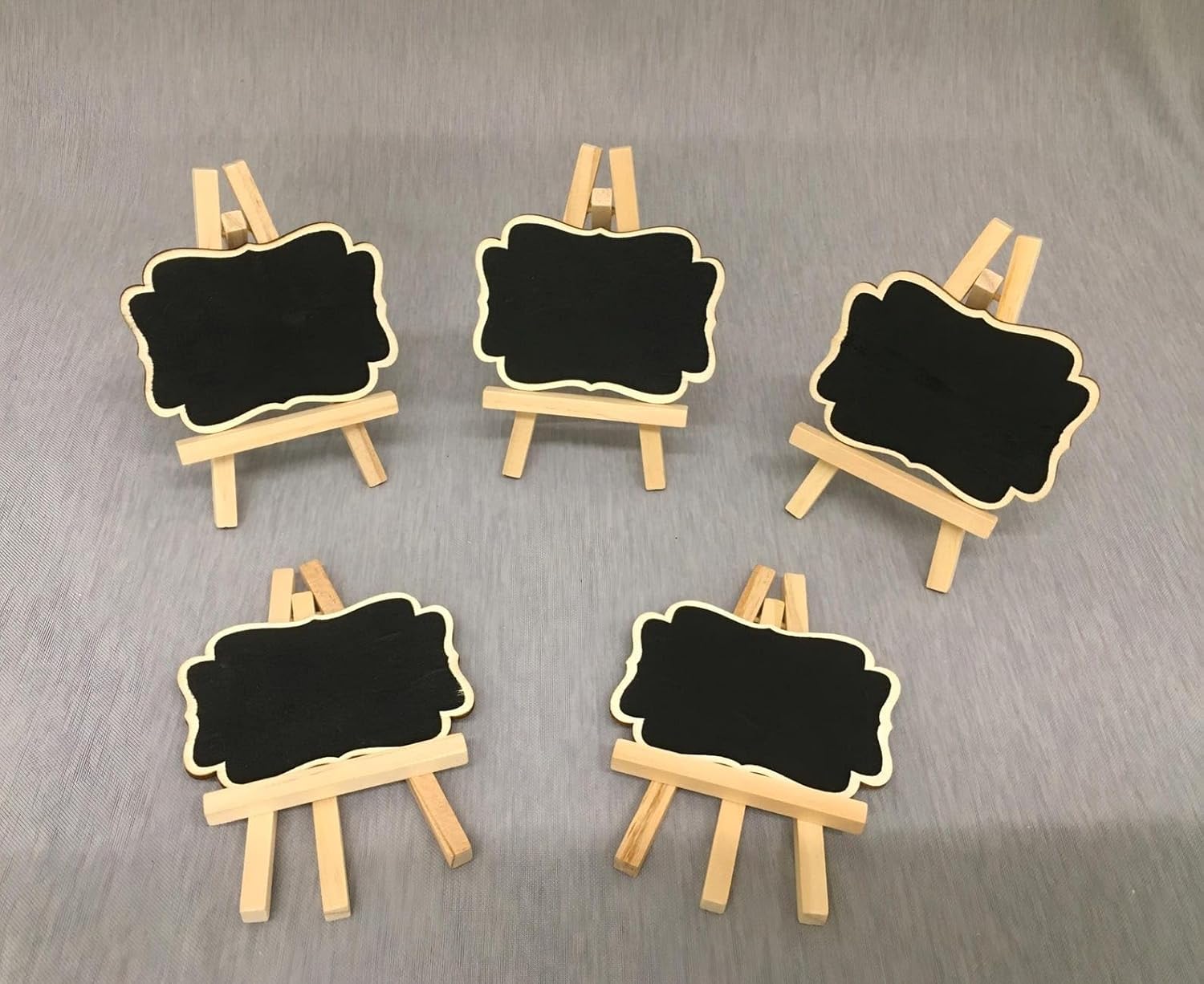 3 Pcs Mini Wooden Chalkboard Signs with Stand | Reusable Wave-Shaped Blackboard Labels for Food Display