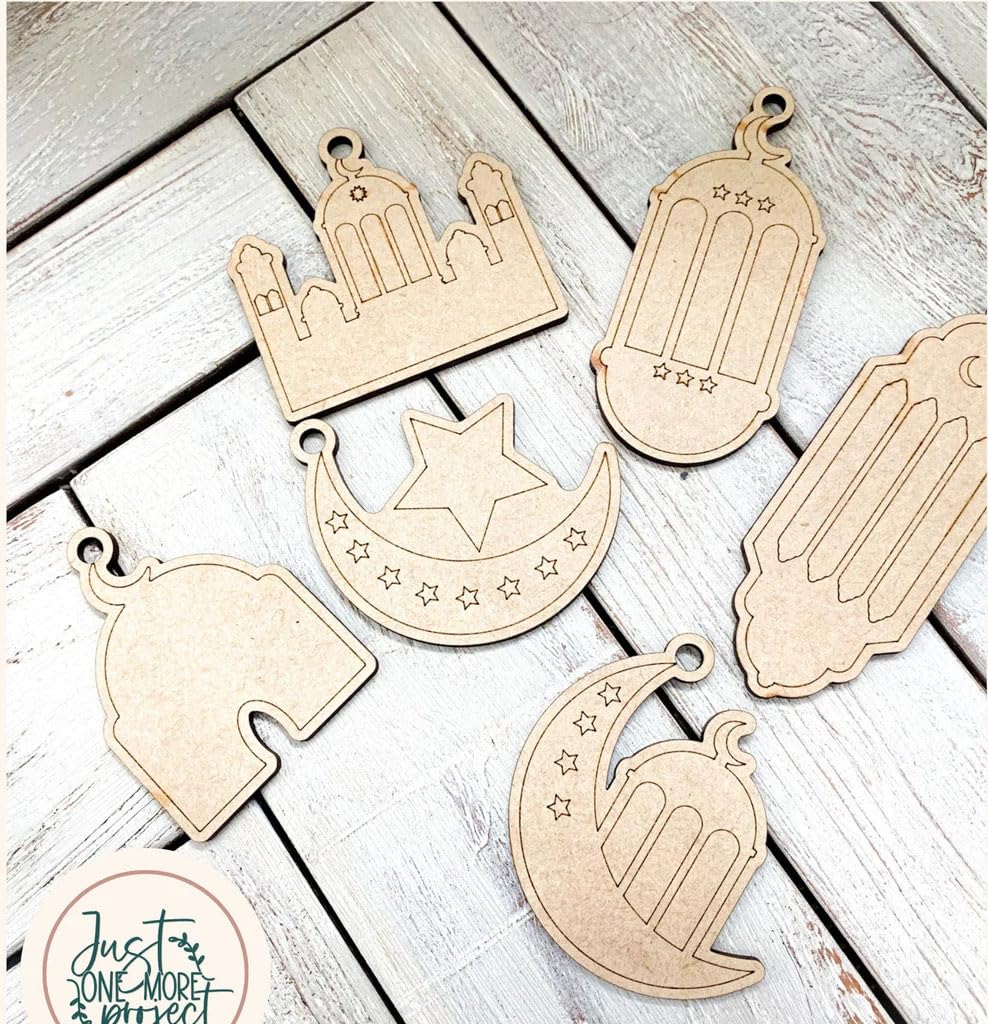 Haoser Islamic Gift for Kids |Wooden Eid & Ramadan DIY Paint Kits with Holes| Ramadan Decorations for Home| Perfect Islamic Festival Ornament|Eid Decorations Home Decor & Gifts for Family