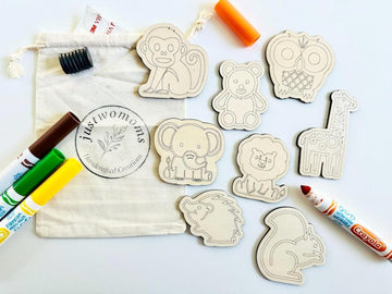 8 Pcs DIY Magnetic Jungle Animal Craft Kit | MDF Wooden Shapes