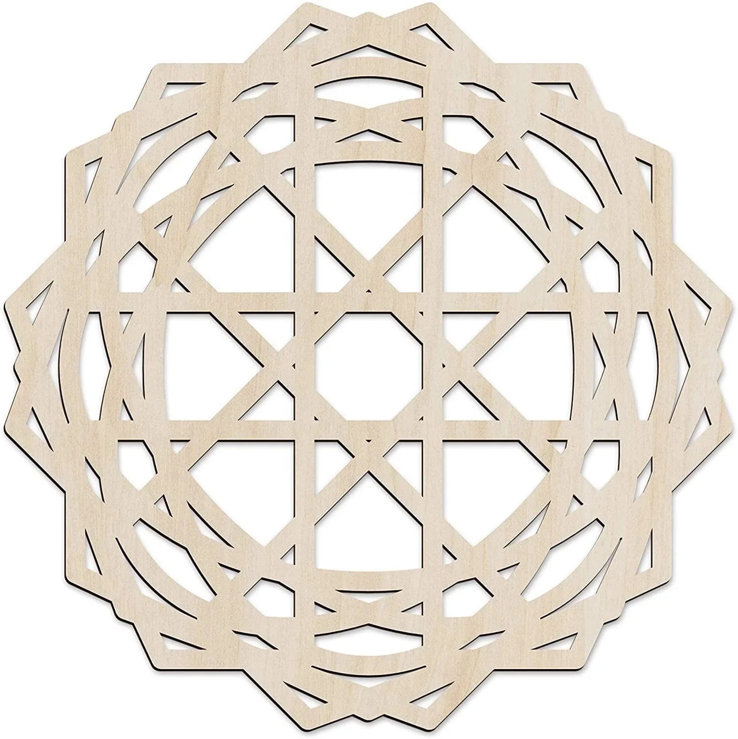 Haoser Mandala Wooden Wall Art, Traditional Star Ornament Polygonal Details, Birch Wood Plywood Rustic Wall Art Accent for Hallway Bedroom Living Room Cafes and Offices (Mandala Design-13_30CM) - Haoser