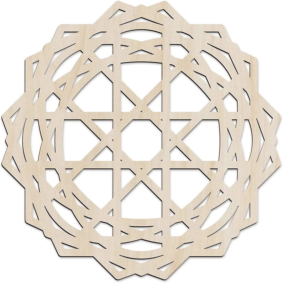 Haoser Mandala Wooden Wall Art, Traditional Star Ornament Polygonal Details, Birch Wood Plywood Rustic Wall Art Accent for Hallway Bedroom Living Room Cafes and Offices (Mandala Design-13_30CM) - Haoser