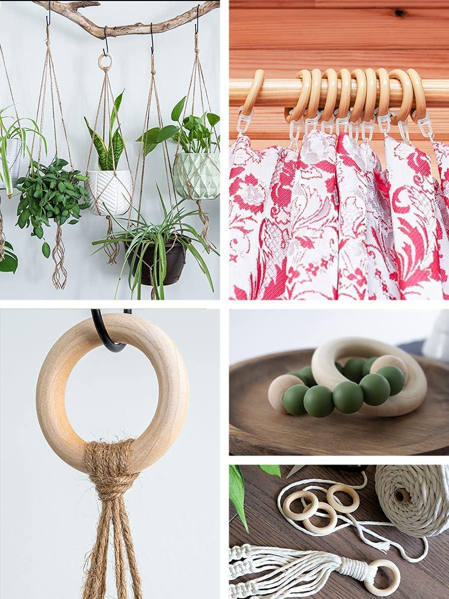 Haoser 10 Pcs 3 Inch DIY Natural Wood Rings for Crafts