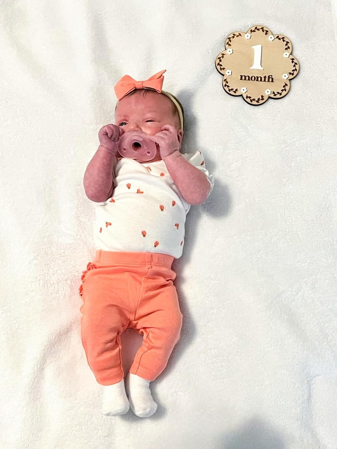 Set of 2 Wooden Interchangeable Baby Monthly Milestone Markers | Floral Photo Prop for Baby Growth | 5 Inch Milestone Discs with Acrylic Numbers | Month, Months & Year Signs | Newborn Gift