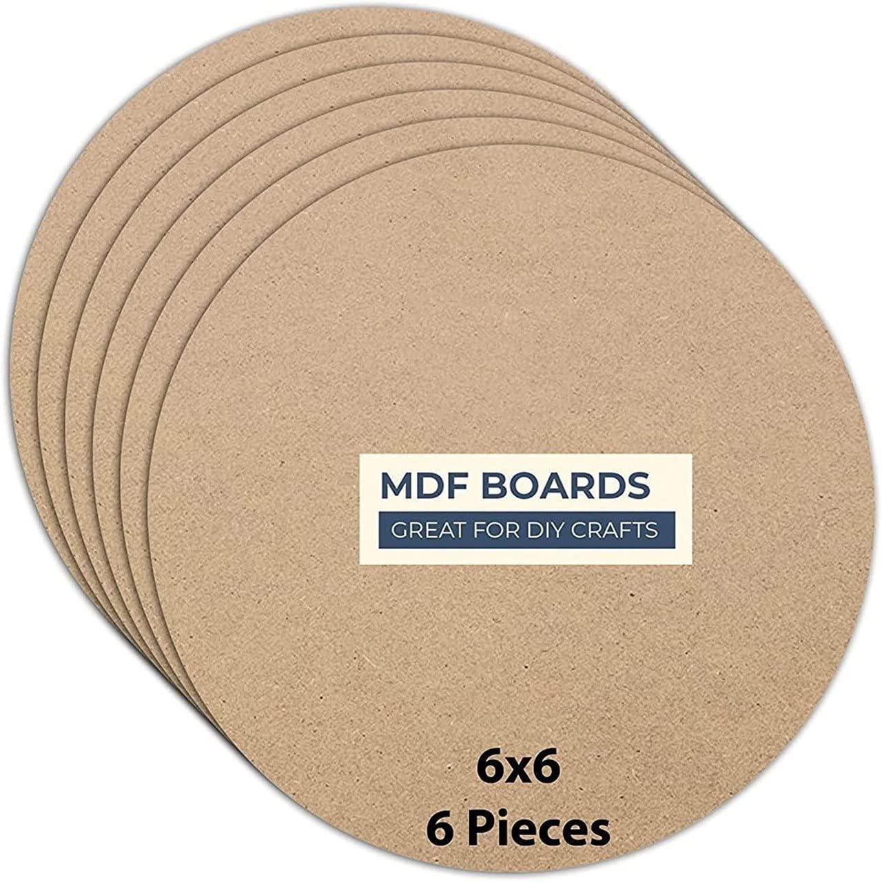 Haoser 6 Piece 6 x 6 Inch Round MDF Boards for Art and Craft, Wood Round MDF Sheets for Craft Work,Mandala Art, Pine MDF Boards for Art and Craft,MDF Cutouts for Wall Decoration, - Haoser