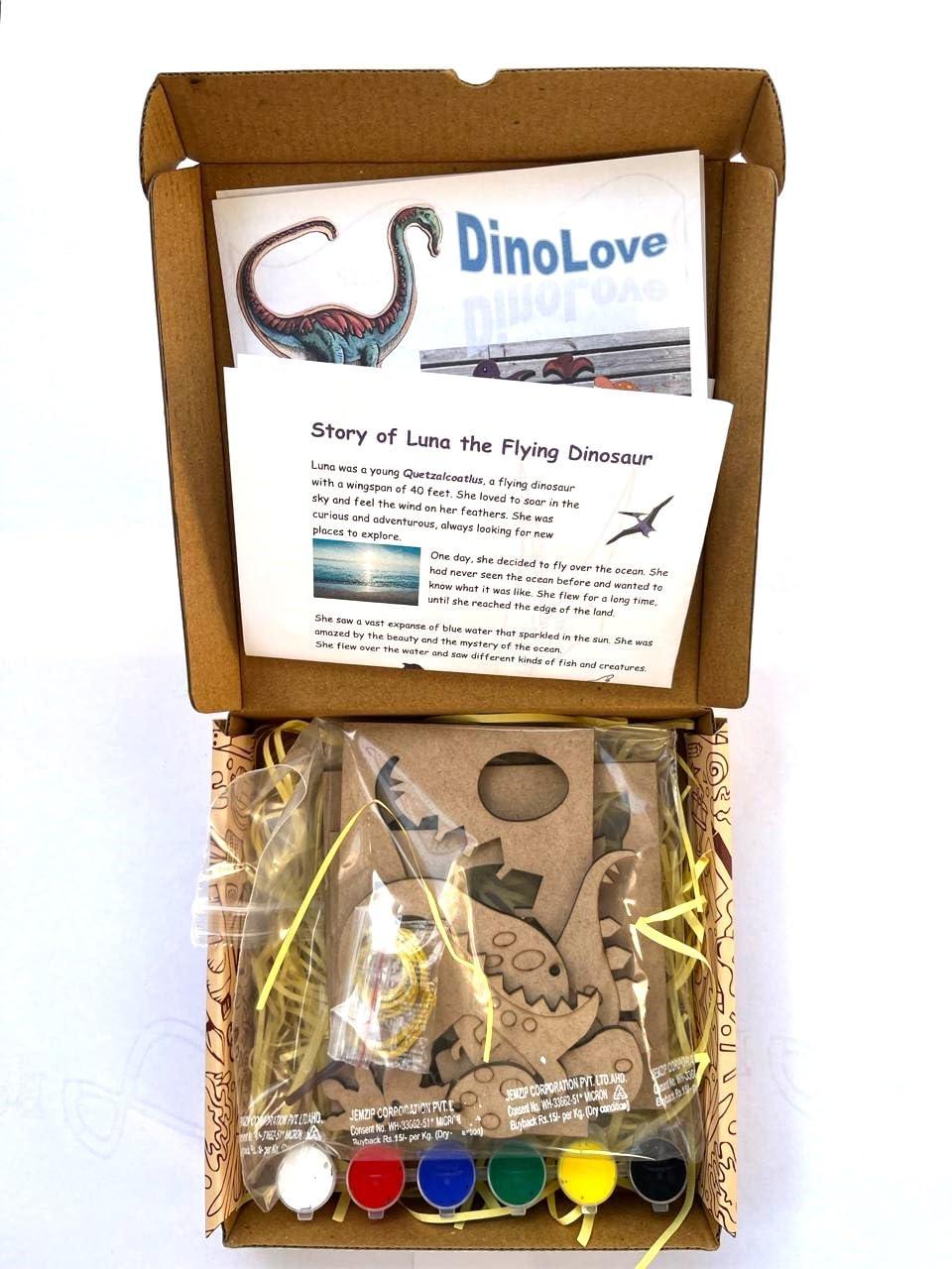 The brown box Dinosaur Painting Kit for Kids,Arts and Crafts for Kids Ages 6-8, 8-12,Gifts for Boys and Girls,Hobby kit,DIY Activity Kit,Art Kit (Dinosaur),Educational Toys for Kids,MDF Cutouts - Haoser