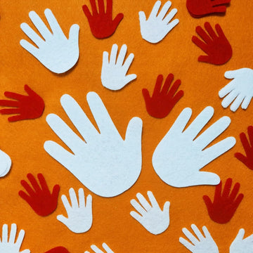 8 Pcs Felt Hand Cutouts (3.94 x 4.52 Inch) | Red & White Craft Shapes for DIY Sewing
