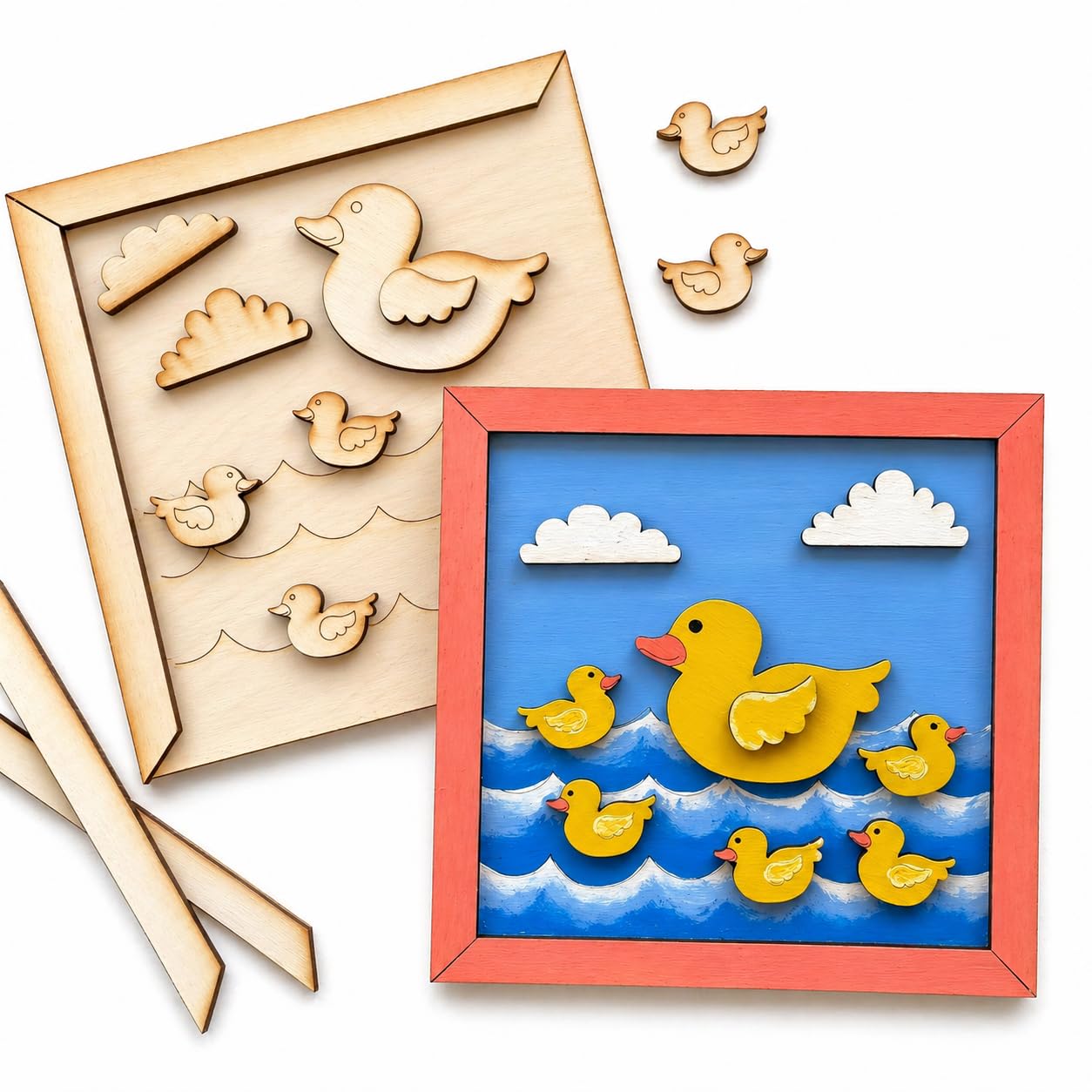 Wooden Painting Craft Kit for Kids | Unfinished Wooden Art Base for DIY Coloring & Craf