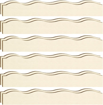 12 Pcs Unfinished Scalloped Decorative Wooden Trim | 15x1.57 Inch DIY Wooden Molding for Wall, Shelf, Cabinet, Window & Door Decoration