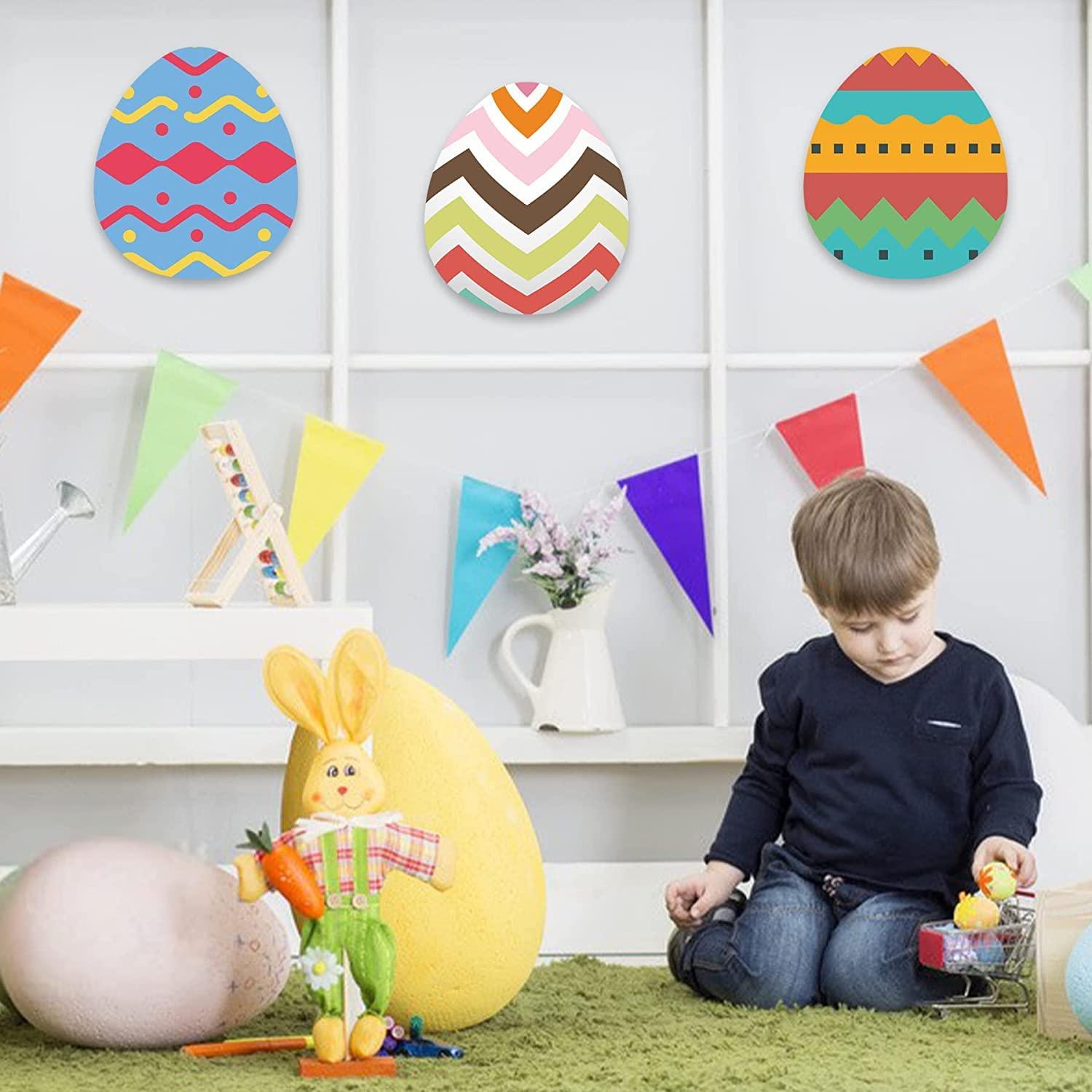 Haoser Pack of 8 Pieces Easter Egg Wooden Slices Unfinished Wooden Cutouts DIY Craft Blank Oval Shape Wood Hanging Ornaments for Painting Home Holiday Party Decor - Haoser