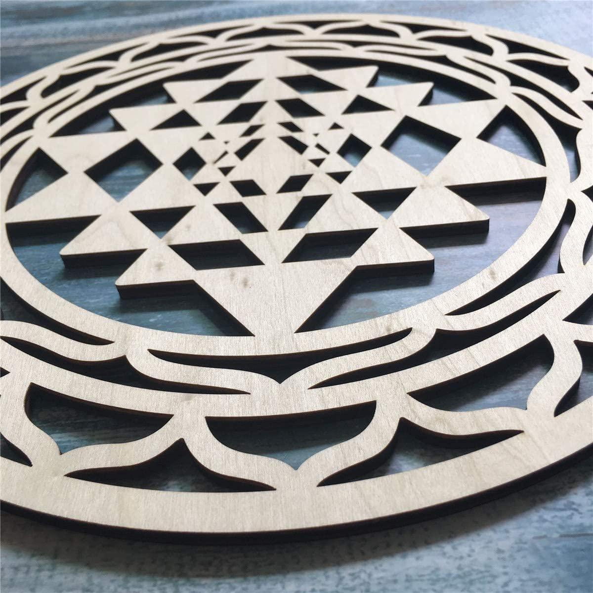 Curious Button Unfinished Wooden Geometry Wall Art Hanging Wall Sculpture Meditation Centerpiece for Home, Living Room, Yoga Wall Art, Wall Decor, Modern Wooden Wall (30 cm) - Haoser