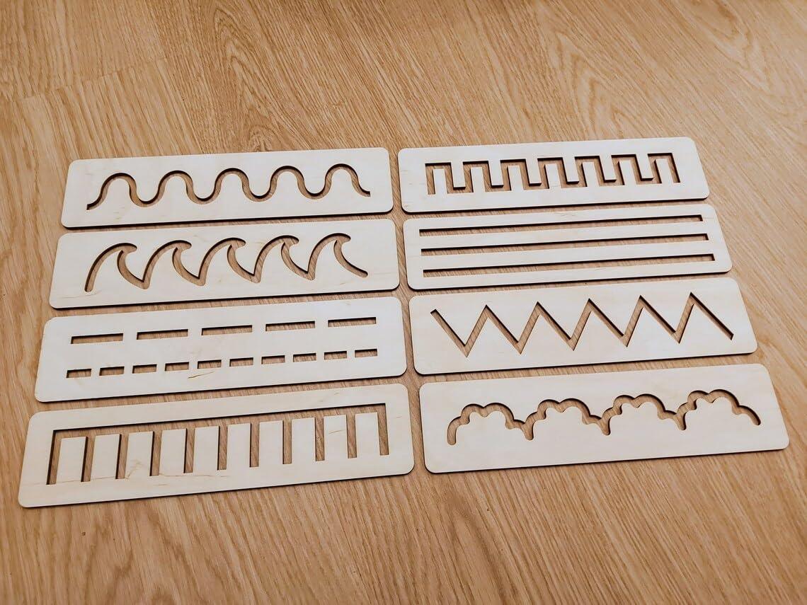 Haoser Wooden Montessori Stencil Set for Toddler, Educational Toy for Kids, Wooden Stencils Set,Activity Toys for Kids