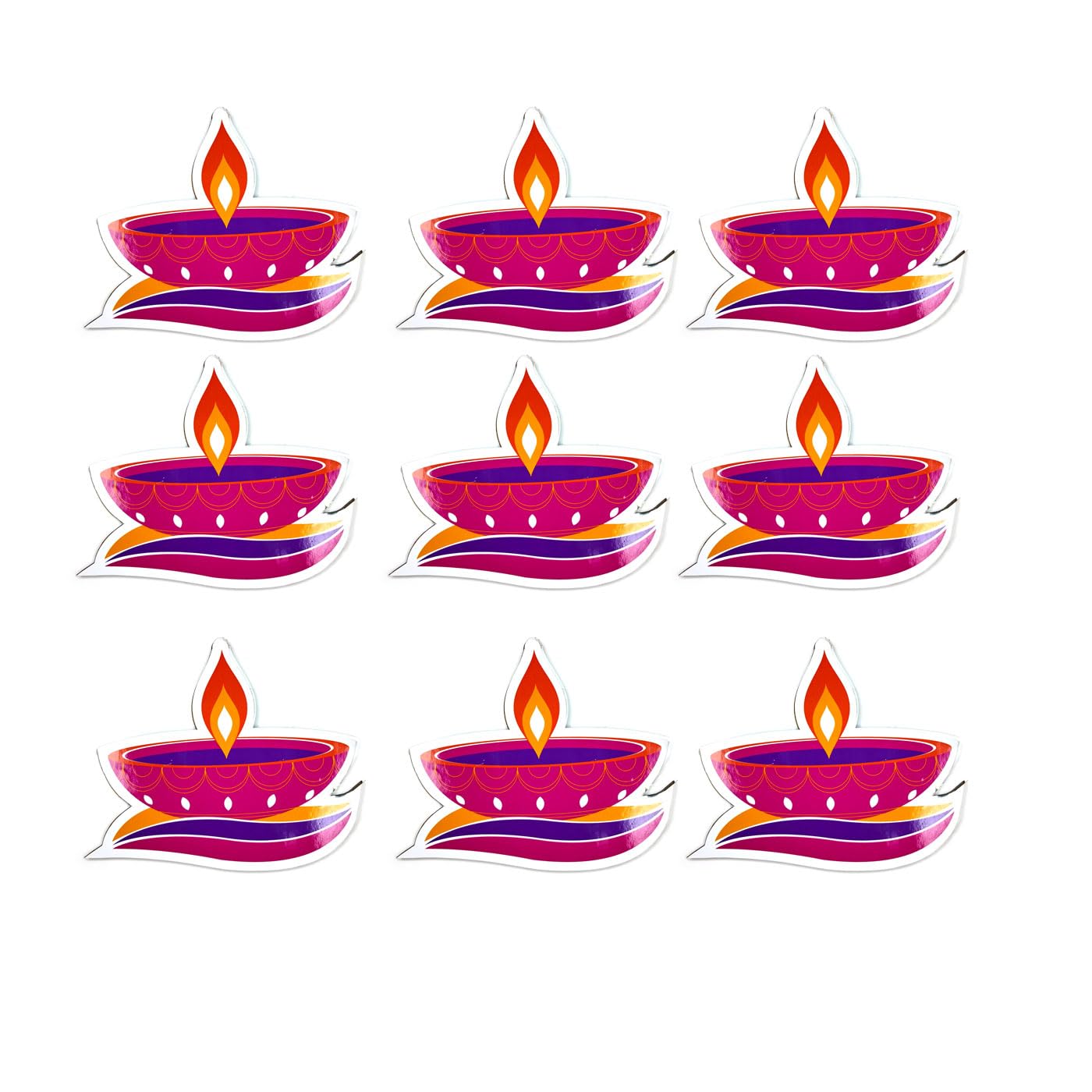 Haoser Wooden Hanging Deepak for Diwali Decoration Set of 9 Pcs