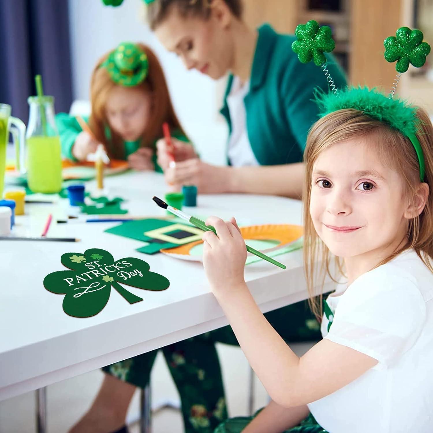 Curious Button 5 Pieces Unfinished Wooden Shamrocks Style Hanging Ornament for DIY Home Decoration, MDF Cutouts, Perfect Wooden Cutouts for Home Decor, Charming Wooden Hanging Ornaments (5.9x6.69IN) - Haoser