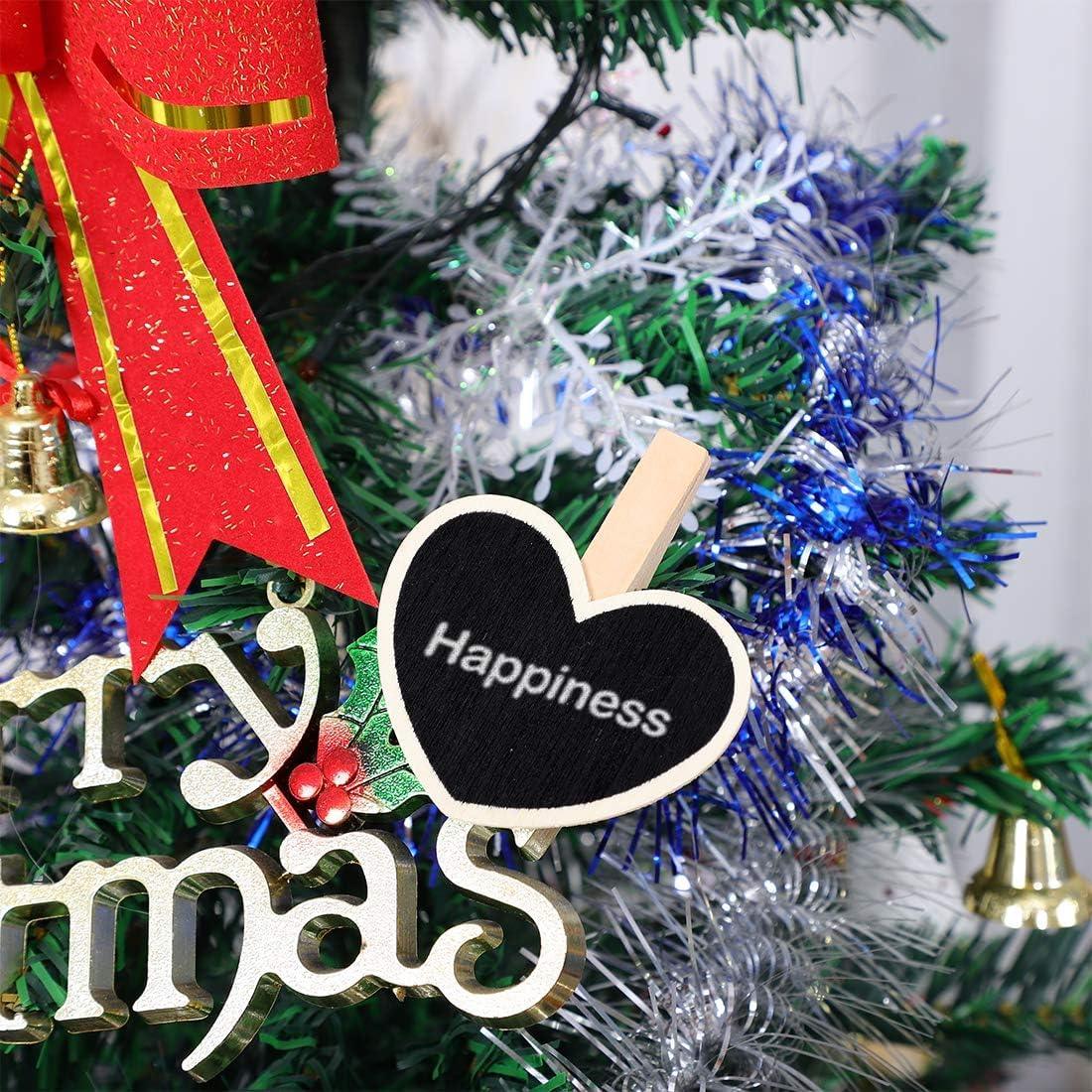 Haoser 12 Mini Retangle Chalkboard Blackboard with Wooden Clip Message Board Signs and Labels Clips - Haoser