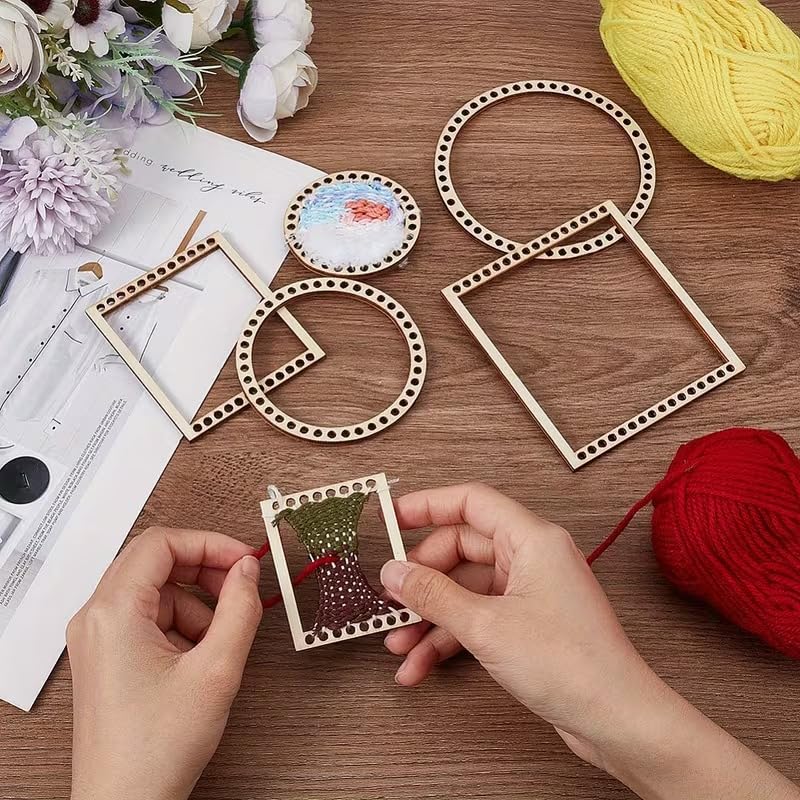 6 Pcs DIY Wooden Weaving Loom Craft Kit – Pine MDF Mini Loom Frames