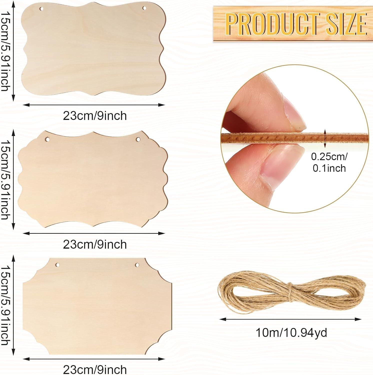 Haoser 15 Pcs Unfinished Wood Sign Blank Wood Blanks Wooden Plaque for Craft Oval Hanging Wood Sign 9 x 6 in Rectangle Shaped Wood Plaque Wood Ornaments Wood Slices for DIY Painting Writing Decoration - Haoser