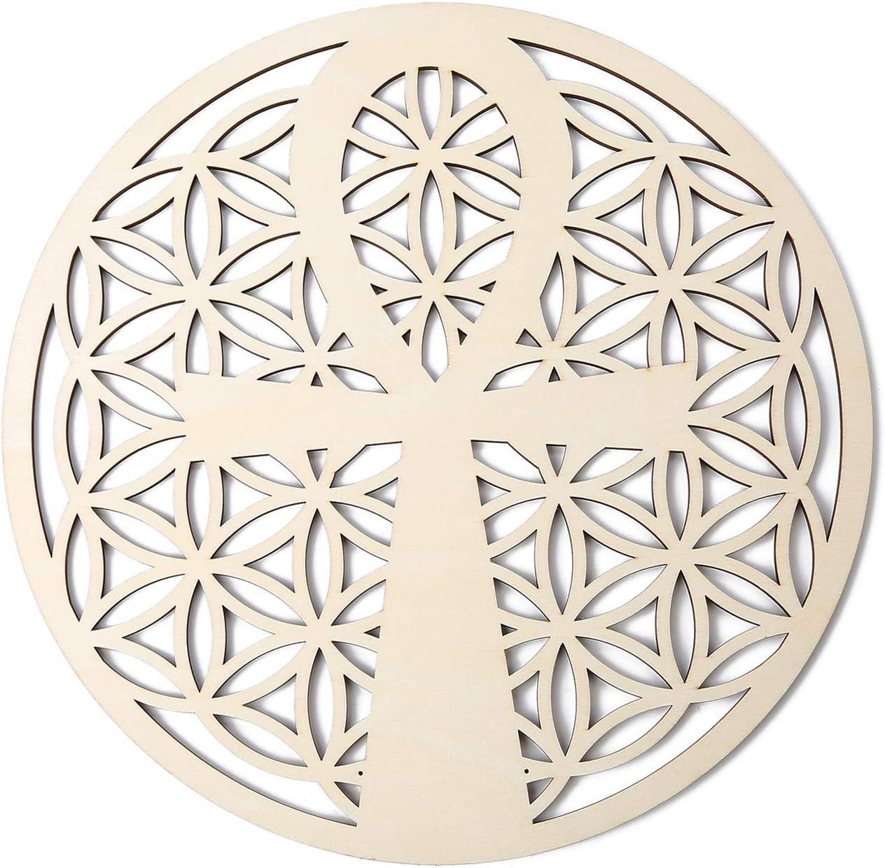 Curious Button Unfinished Wooden Geometry Wall Art Hanging Wall Sculpture Meditation Centerpiece for Home, Living Room, Yoga Wall Art, Wall Decor, Modern Wooden Wall (30 cm) - Haoser