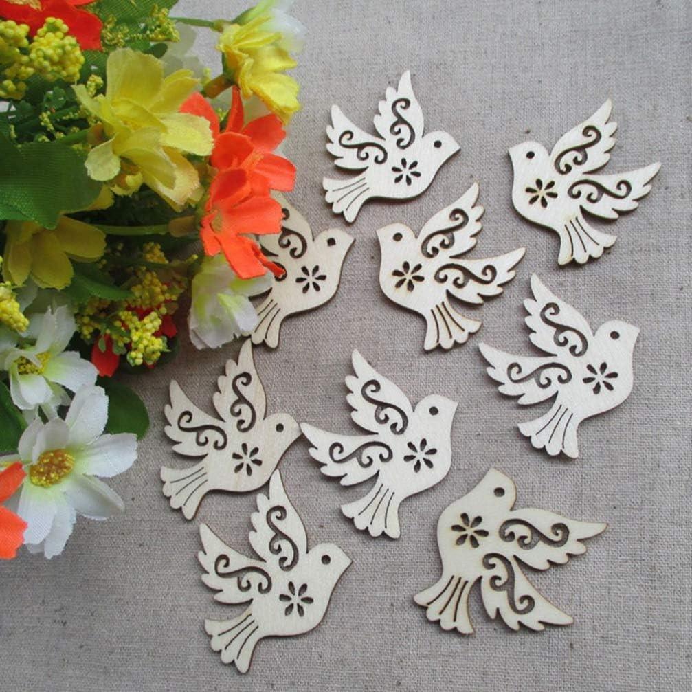 ?Haoser 20 Piececs Bird Wood DIY Crafts Cutouts Wooden Dove Shaped Hanging Ornaments,Birds Cutouts Decoration - Haoser