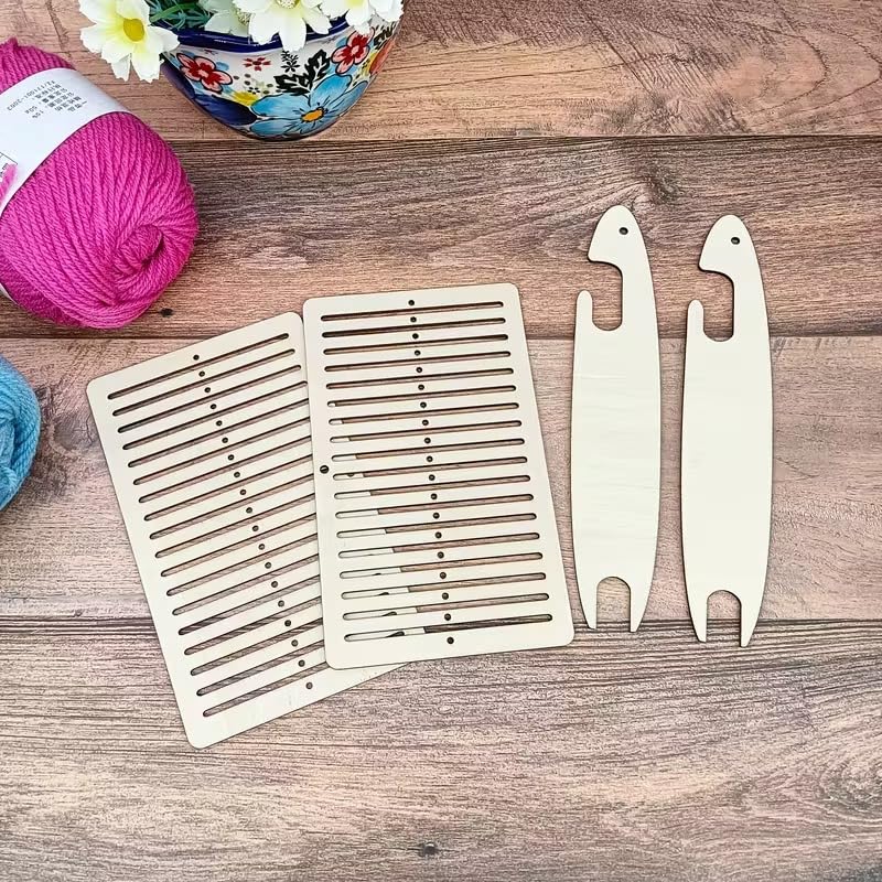 4 Pcs Pine MDF Weaving Loom Kit Wooden DIY Weaving Tool